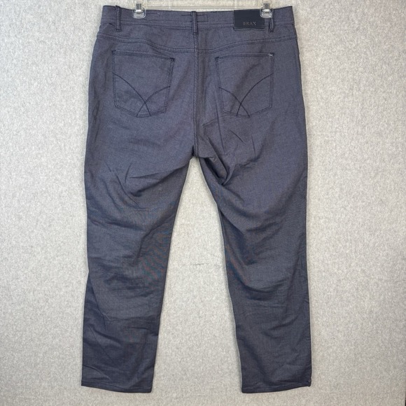 Brax‎ Cooper Fancy Chino Pants Mens 36x30 Blue Micro Check Textured - Picture 3 of 16